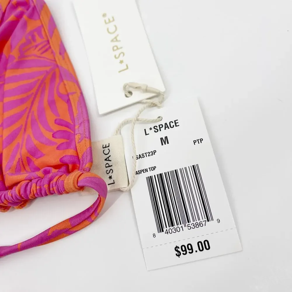 L*Space Aspen Triangle Bikini Top Path To Paradise Print Size Medium NEW